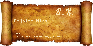 Bojsits Nina névjegykártya